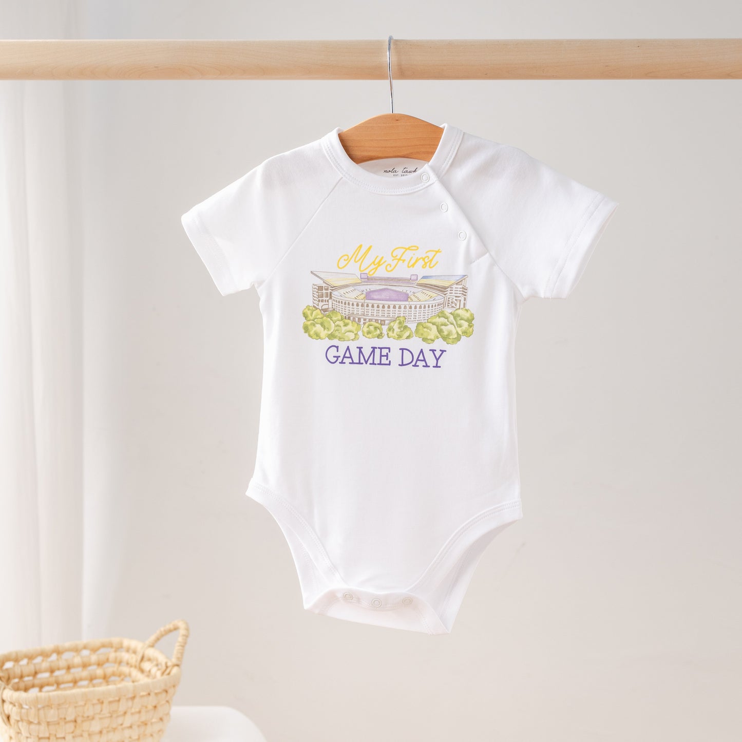 My First Game Day - LSU Organic Cotton Onesie-Rogue Magnolia Custom Designs