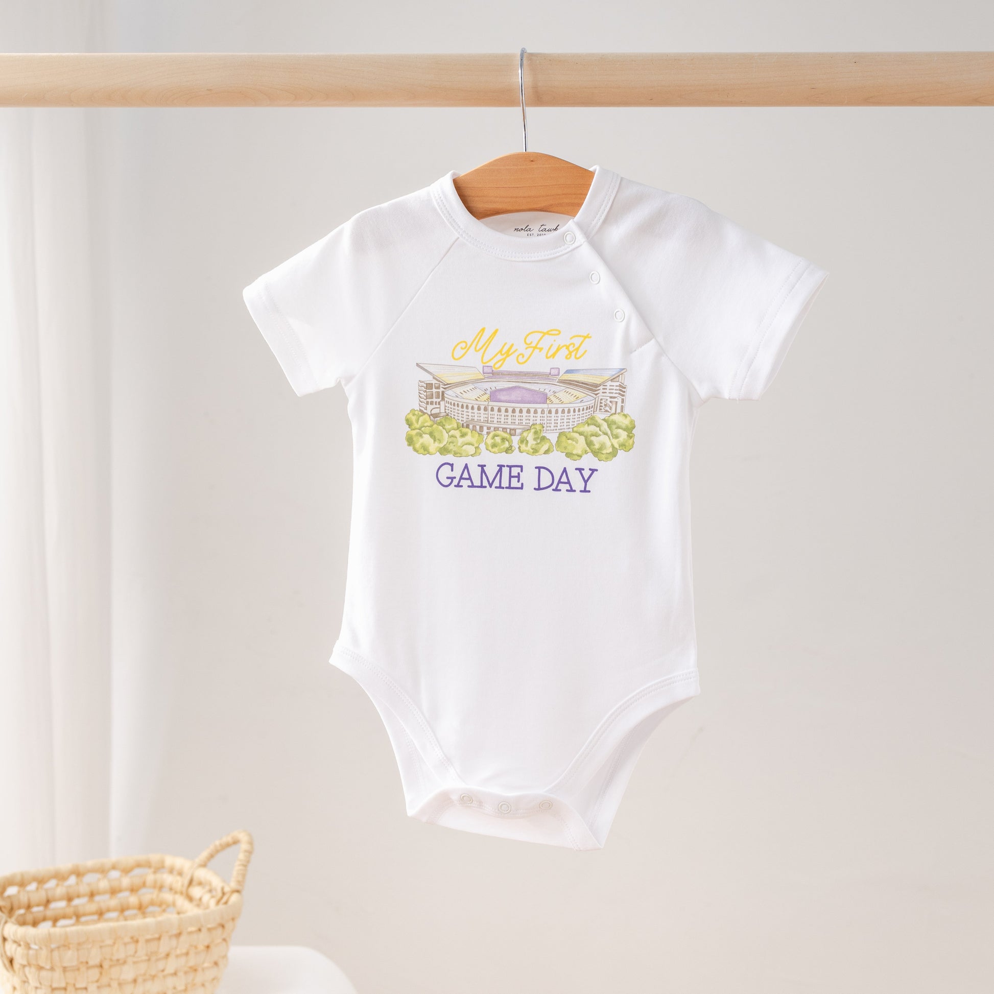 My First Game Day - LSU Organic Cotton Onesie-Rogue Magnolia Custom Designs