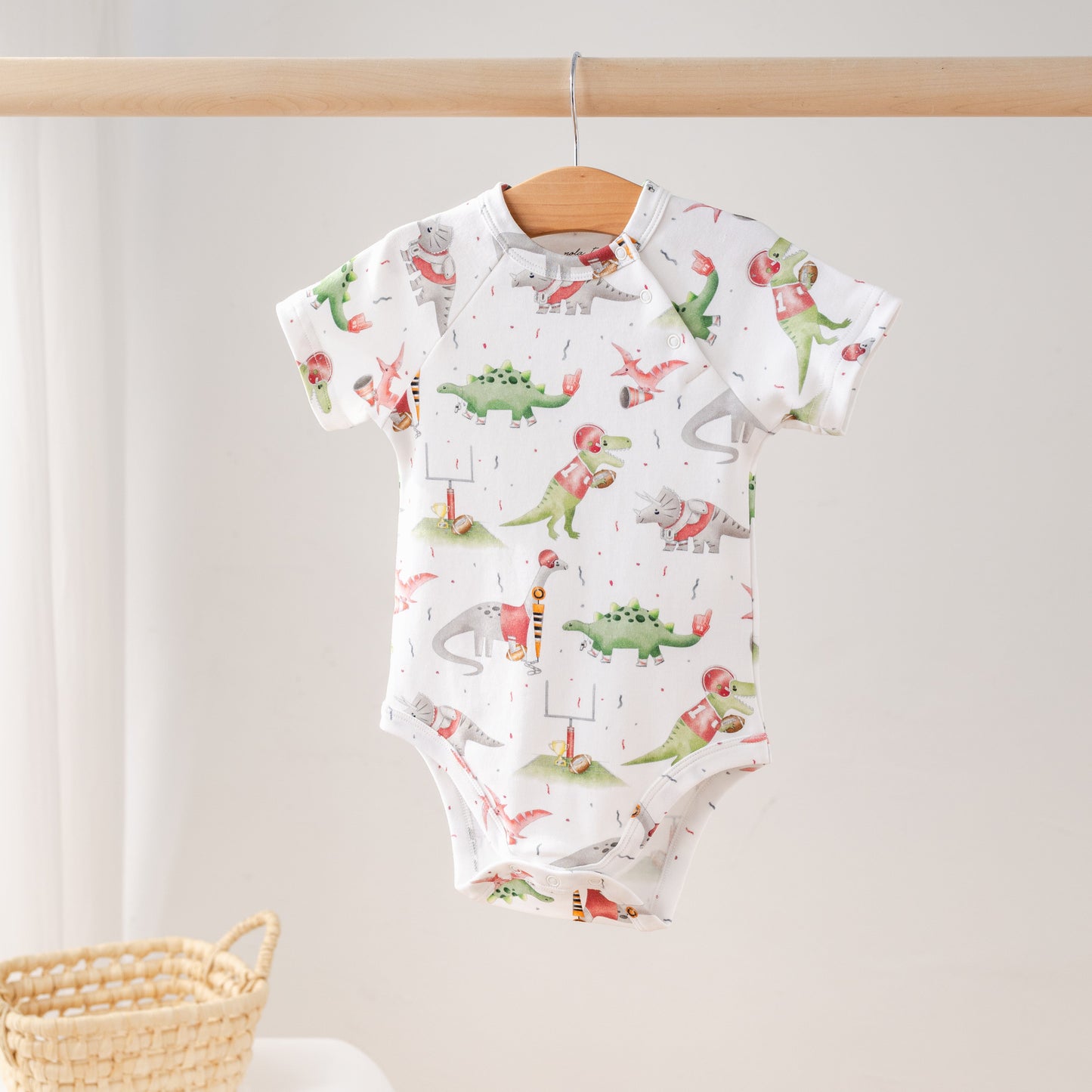 Red Dino All-Stars Organic Cotton Onesie-Rogue Magnolia Custom Designs