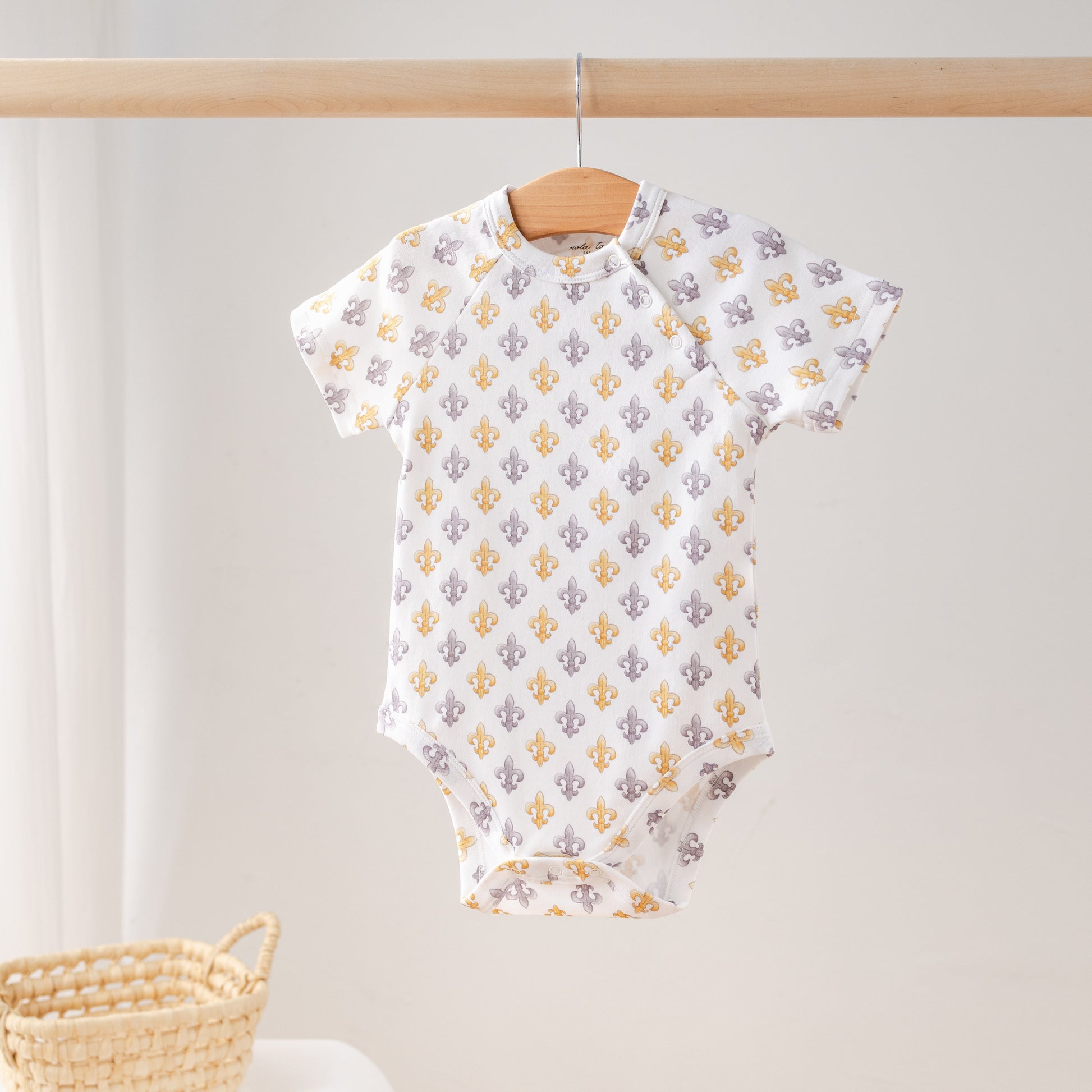 Black and Gold Fleur de Lis Organic Cotton Onesie-Rogue Magnolia Custom Designs