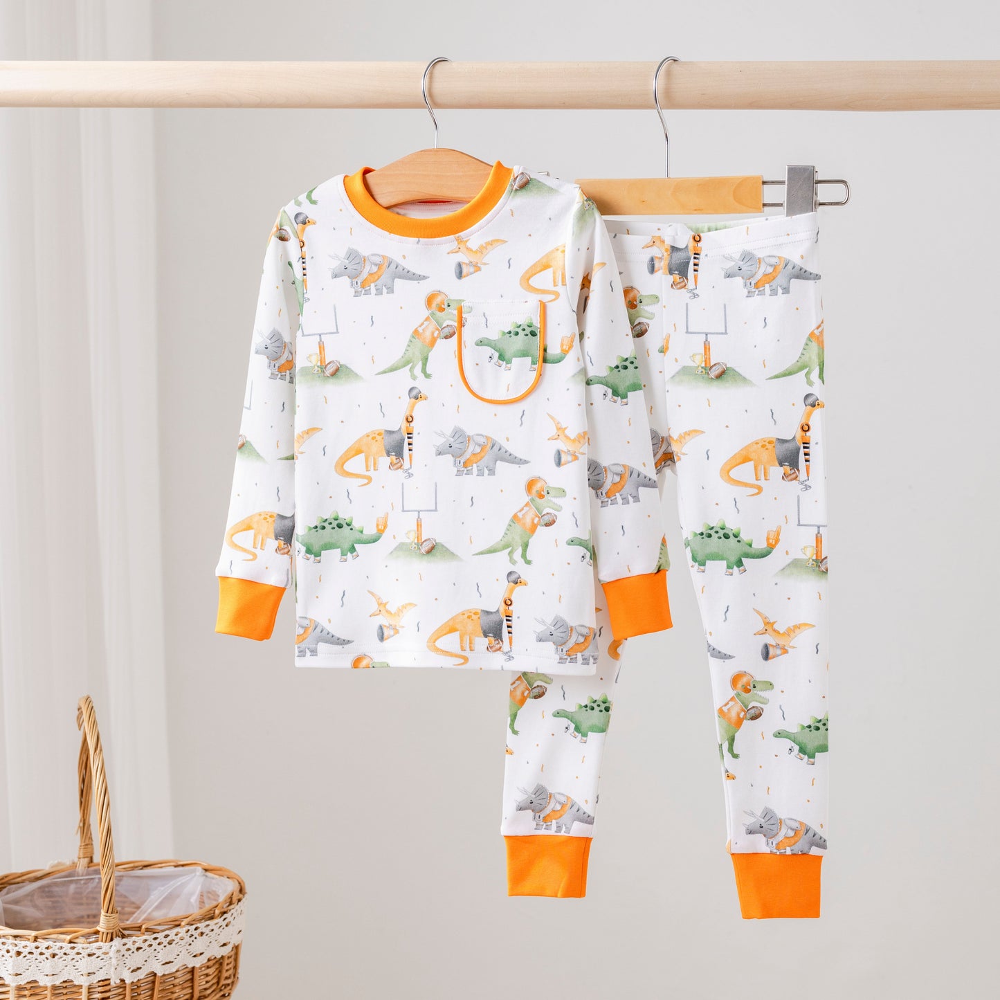 Texas Dinos All-Stars Organic Cotton Kids Pajamas-Rogue Magnolia Custom Designs