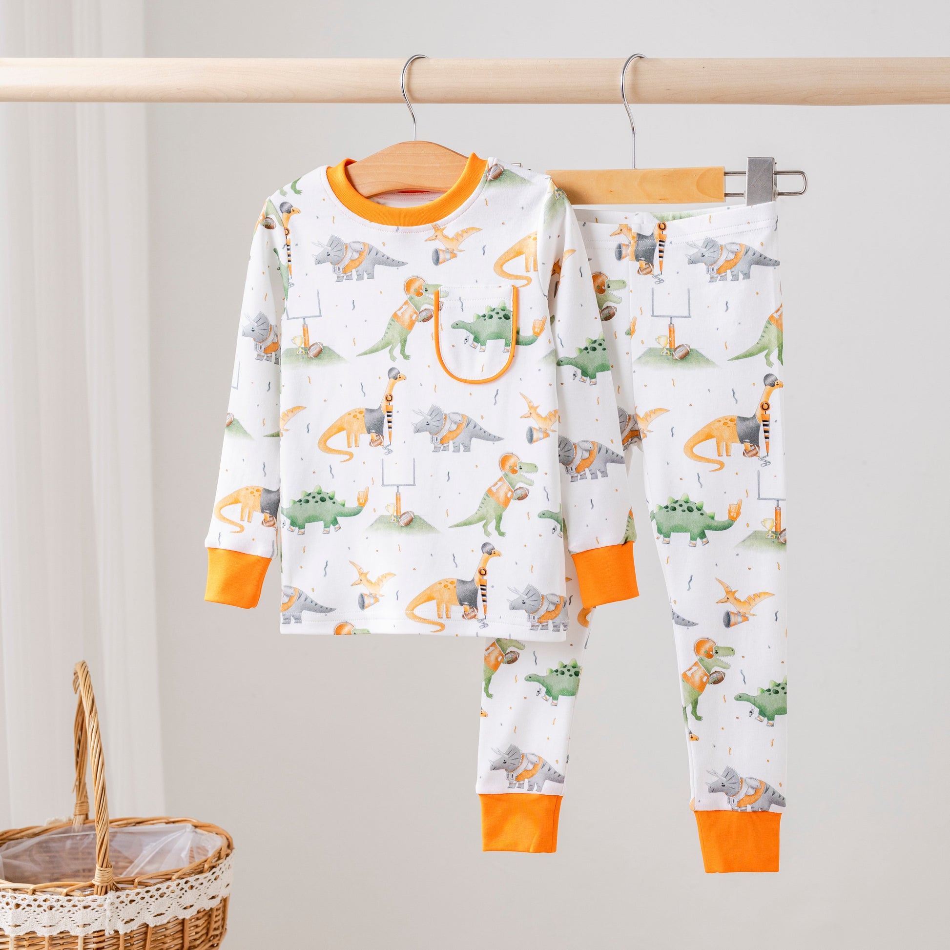 Texas Dinos All-Stars Organic Cotton Kids Pajamas-Rogue Magnolia Custom Designs