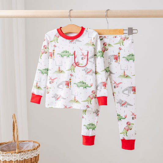 Arkansas Dinos All-Stars Organic Cotton Kids Pajamas-Rogue Magnolia Custom Designs