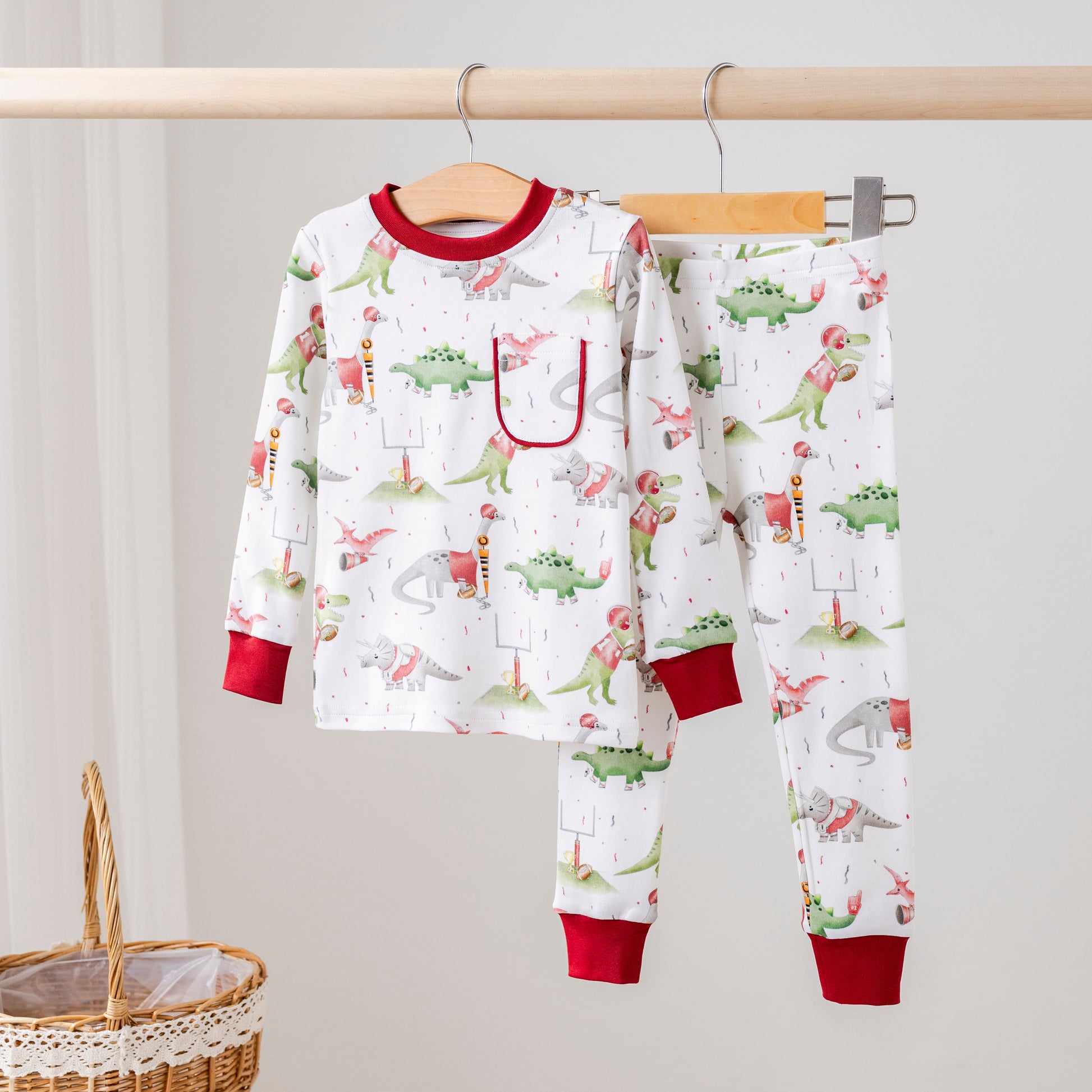 Mississippi Dinos All-Stars Organic Cotton Kids Pajamas-Rogue Magnolia Custom Designs