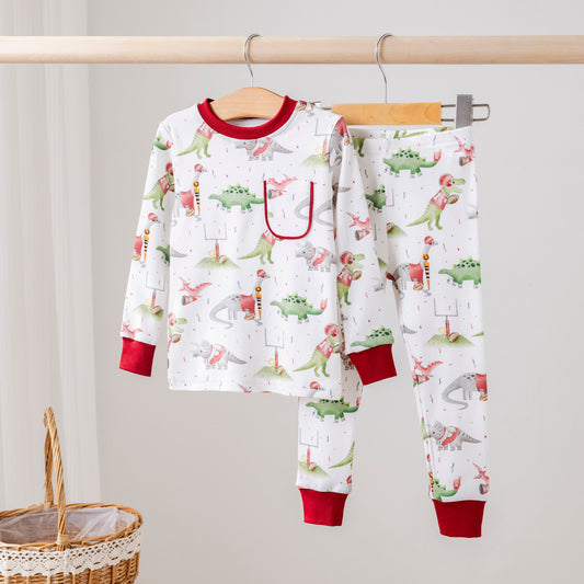 Mississippi Dinos All-Stars Organic Cotton Kids Pajamas-Rogue Magnolia Custom Designs