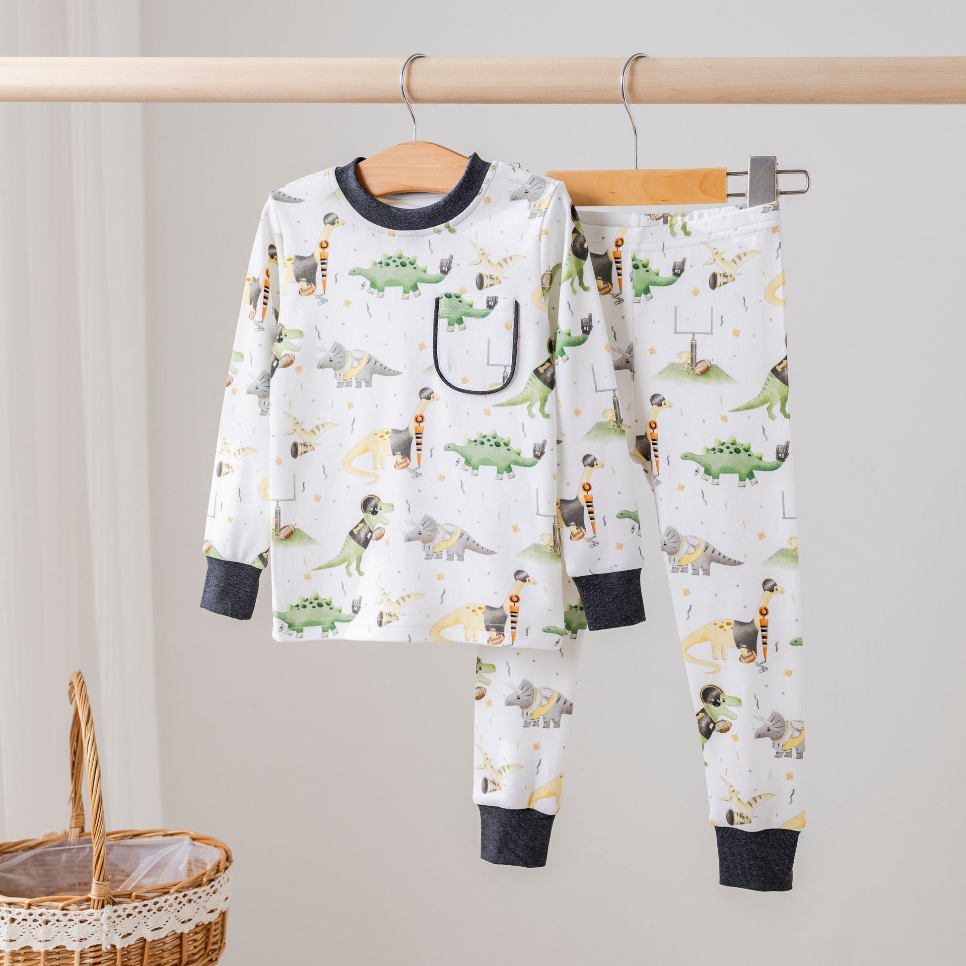 Saints Dinos All-Stars Organic Cotton Kids Pajamas-Rogue Magnolia Custom Designs
