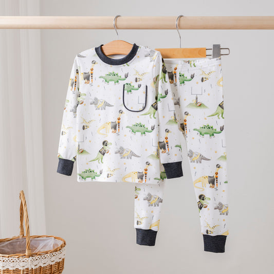 Saints Dinos All-Stars Organic Cotton Kids Pajamas-Rogue Magnolia Custom Designs