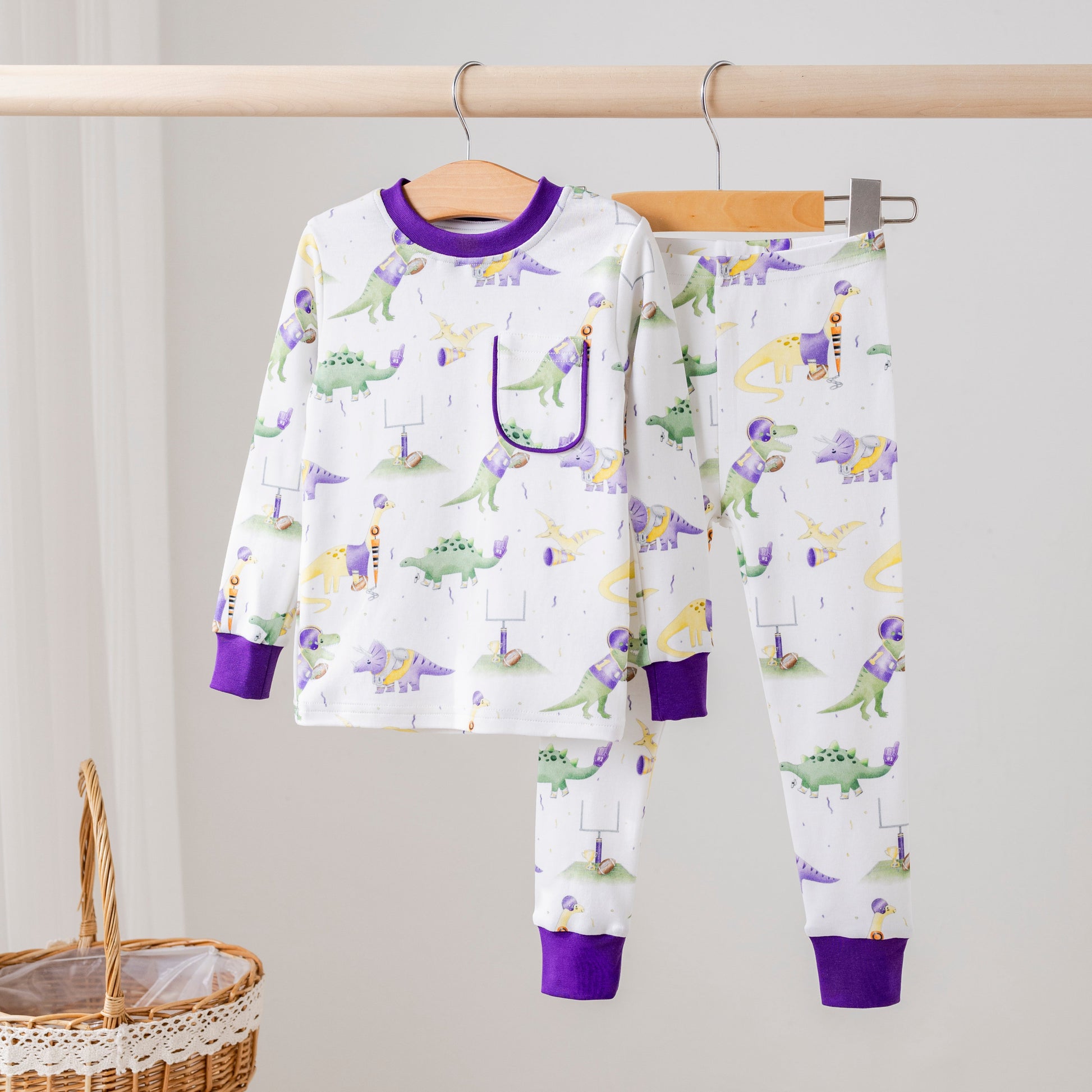 LSU Dinos All-Stars Organic Cotton Kids Pajamas-Rogue Magnolia Custom Designs