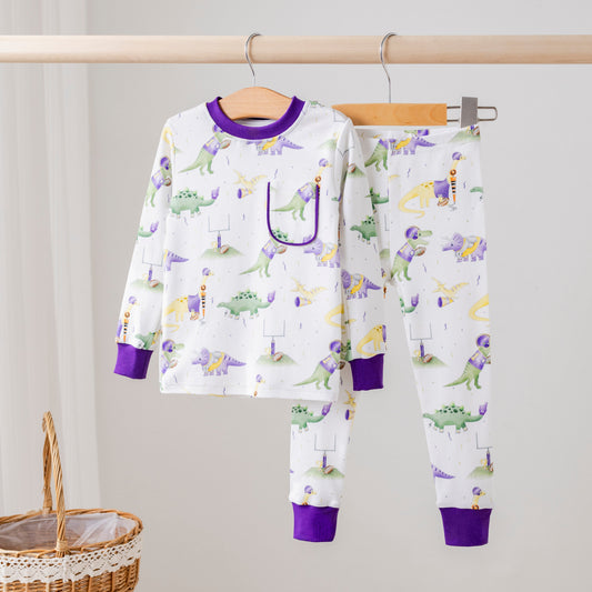 LSU Dinos All-Stars Organic Cotton Kids Pajamas-Rogue Magnolia Custom Designs