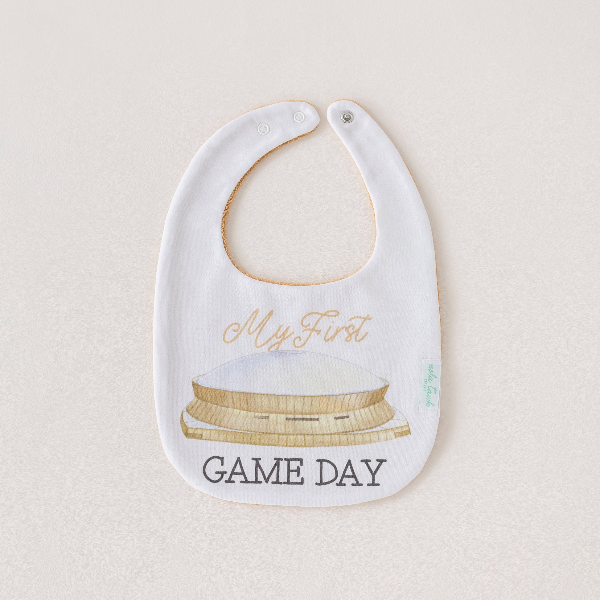 My First Game Day - Saints Organic Cotton Baby Bib-Rogue Magnolia Custom Designs