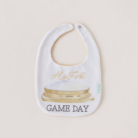 My First Game Day - Saints Organic Cotton Baby Bib-Rogue Magnolia Custom Designs