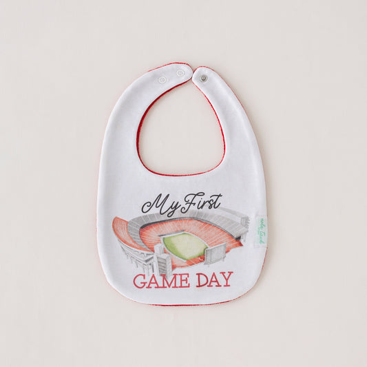 My First Game Day - Georgia Organic Cotton Baby Bib-Rogue Magnolia Custom Designs
