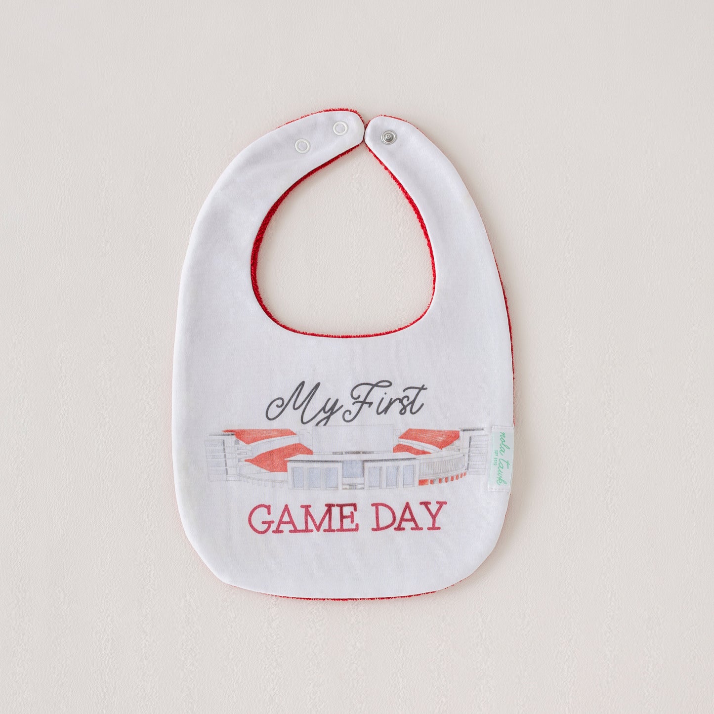 My First Game Day - Arkansas Organic Cotton Baby Bib-Rogue Magnolia Custom Designs
