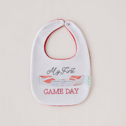My First Game Day - Arkansas Organic Cotton Baby Bib-Rogue Magnolia Custom Designs