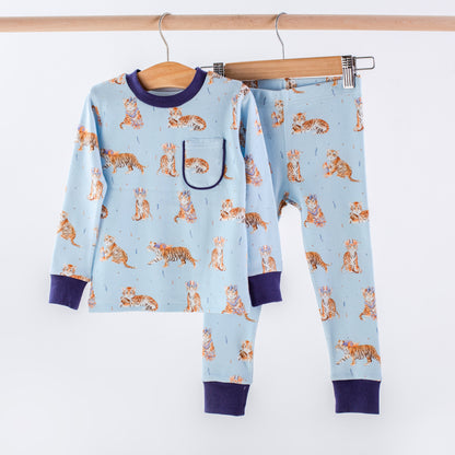 MVC: Alabama (AU Tigers) Organic Cotton Kids Pajamas (Blue)-Rogue Magnolia Custom Designs