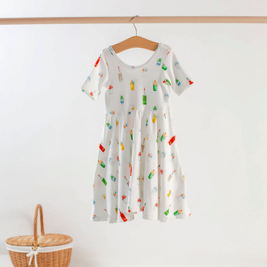 Sugar, Ice, & Everything Nice Organic Cotton Twirl Dress-Rogue Magnolia Custom Designs
