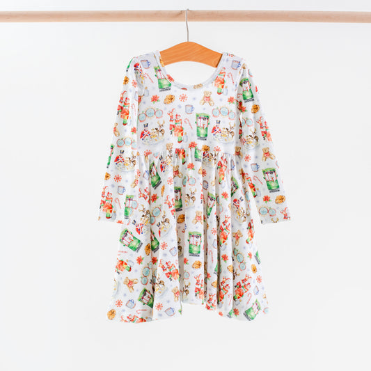 Teddy Bear Tea Organic Cotton Dress for Kids-Rogue Magnolia Custom Designs
