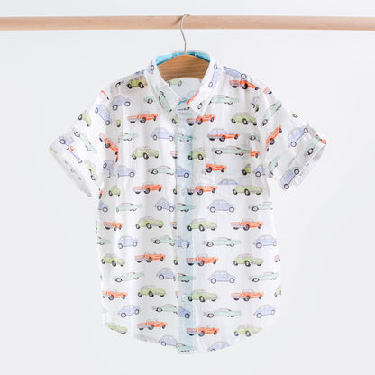 Vintage Road Trip Short Sleeve Collared Shirt-Rogue Magnolia Custom Designs