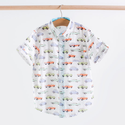 Vintage Road Trip Short Sleeve Collared Shirt-Rogue Magnolia Custom Designs