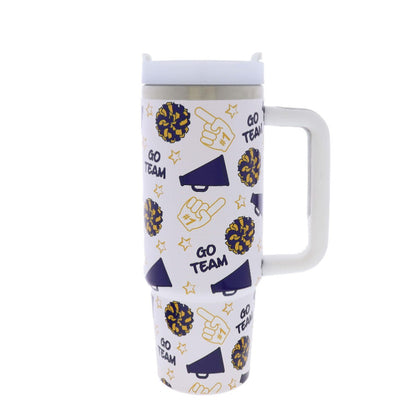 Game Day Purple & Gold 30 oz Tumbler with Handle + Straw – Stainless Steel