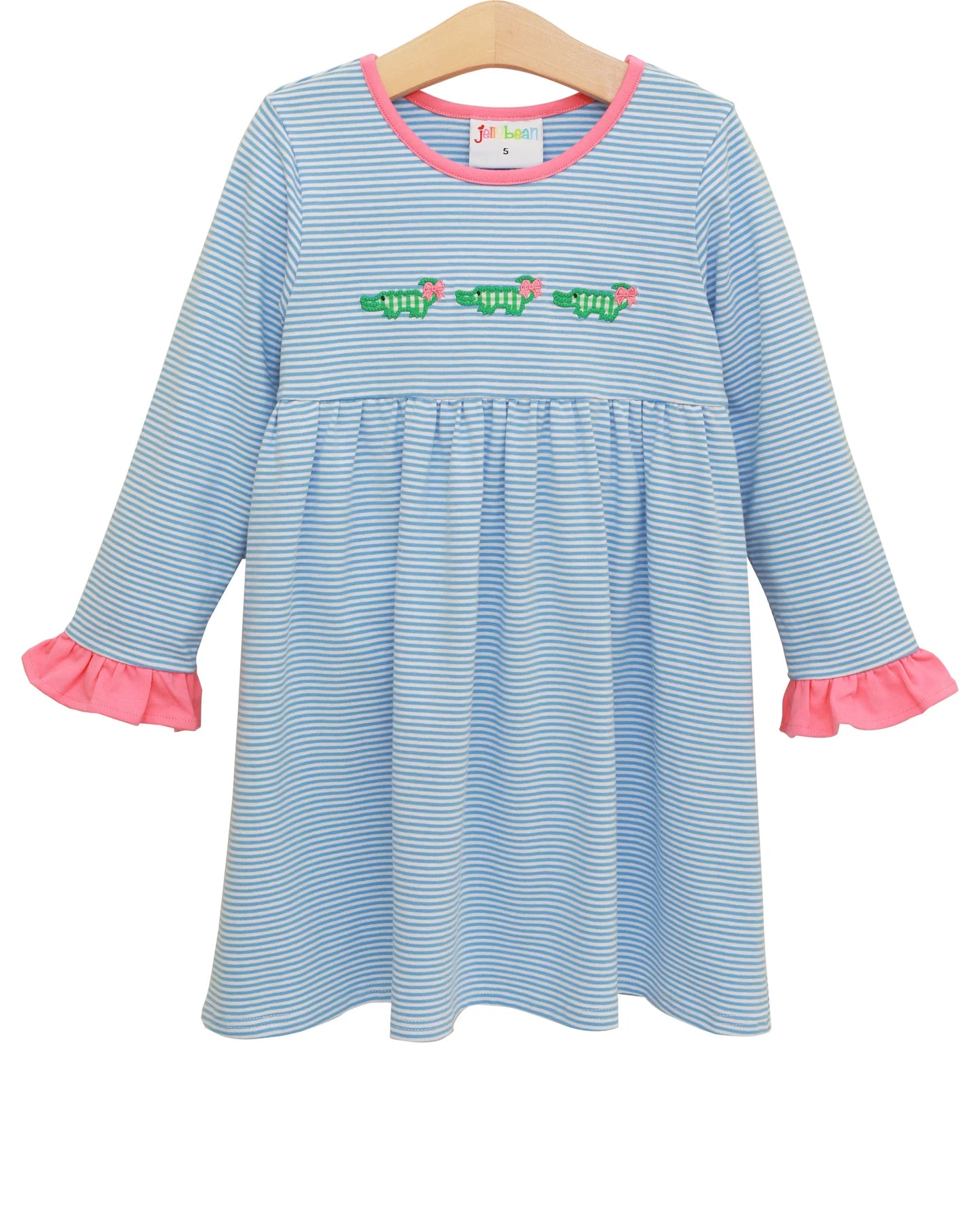 See Ya Later Ruffle Dress – Girls Alligator Applique Knit Dress