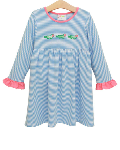 See Ya Later Ruffle Dress – Girls Alligator Applique Knit Dress