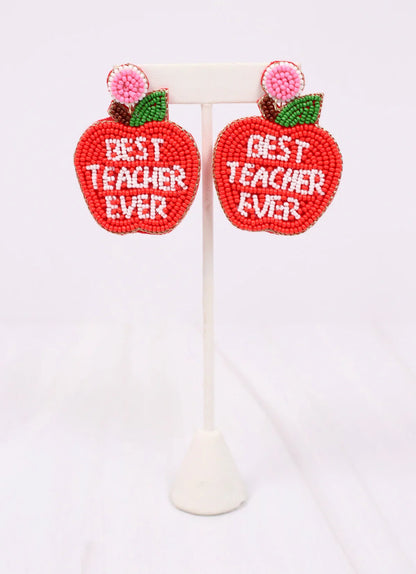 Best Teacher Ever Apple Earring