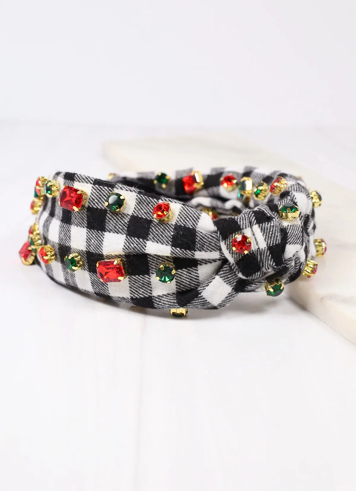 Pammy Plaid Jeweled Headband