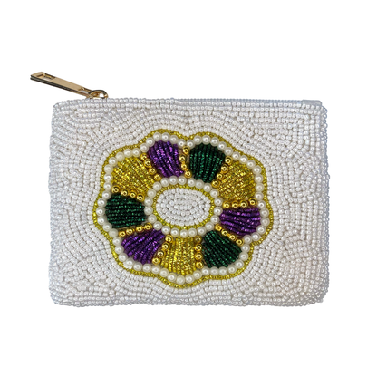 King Cake Beaded Coin Purse-Rogue Magnolia Custom Designs