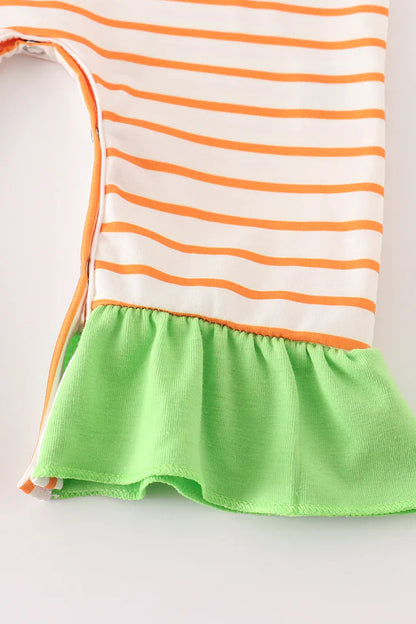 Green Halloween Cat Embroidery Girl Romper – Adorable Baby & Toddler Halloween Outfit