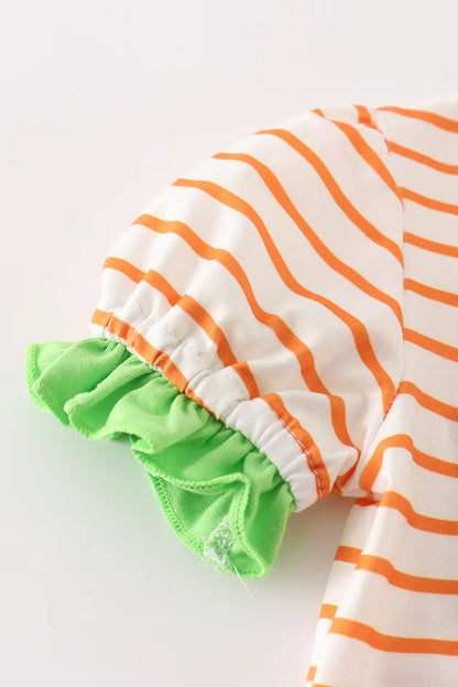 Green Halloween Cat Embroidery Girl Romper – Adorable Baby & Toddler Halloween Outfit