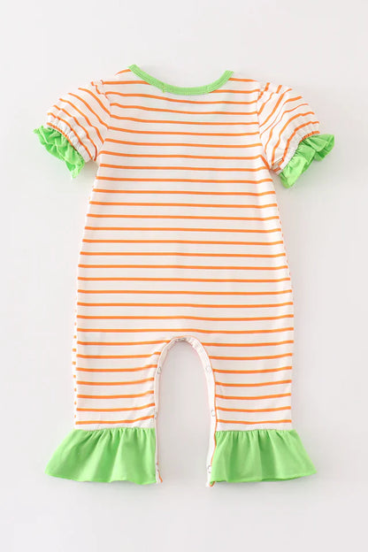Green Halloween Cat Embroidery Girl Romper – Adorable Baby & Toddler Halloween Outfit