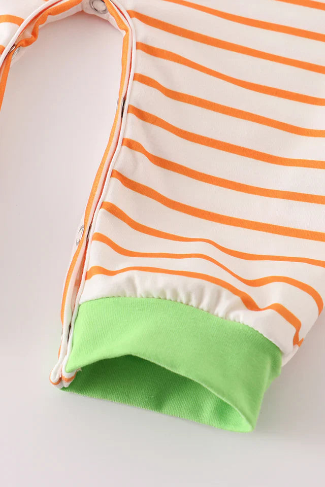 Green Halloween Cat Embroidery Boy Romper – Spooky & Playful Baby Outfit for Halloween