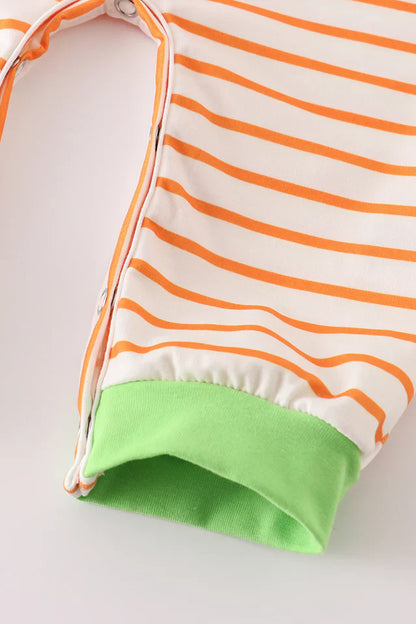 Green Halloween Cat Embroidery Boy Romper – Spooky & Playful Baby Outfit for Halloween