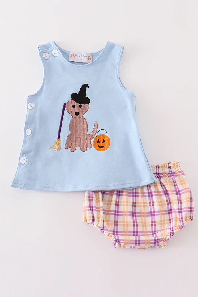 Halloween Witch Dog Embroidery Boy Diaper Set – Cute & Comfy Baby Boy Halloween Outfit