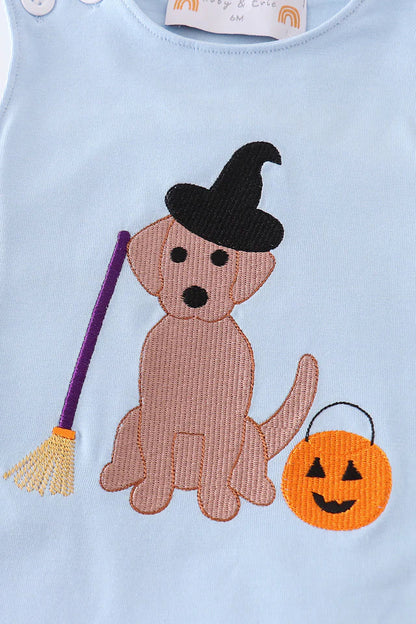 Halloween Witch Dog Embroidery Boy Diaper Set – Cute & Comfy Baby Boy Halloween Outfit