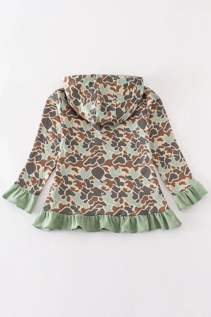 Camouflage Deer Embroidery Girl Hoodie