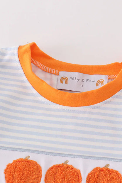 Pumpkin French Knot Boy Shorts Set – Fall Ready Outfit for Boys