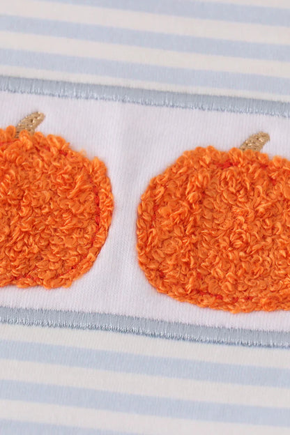 Pumpkin French Knot Boy Shorts Set – Fall Ready Outfit for Boys