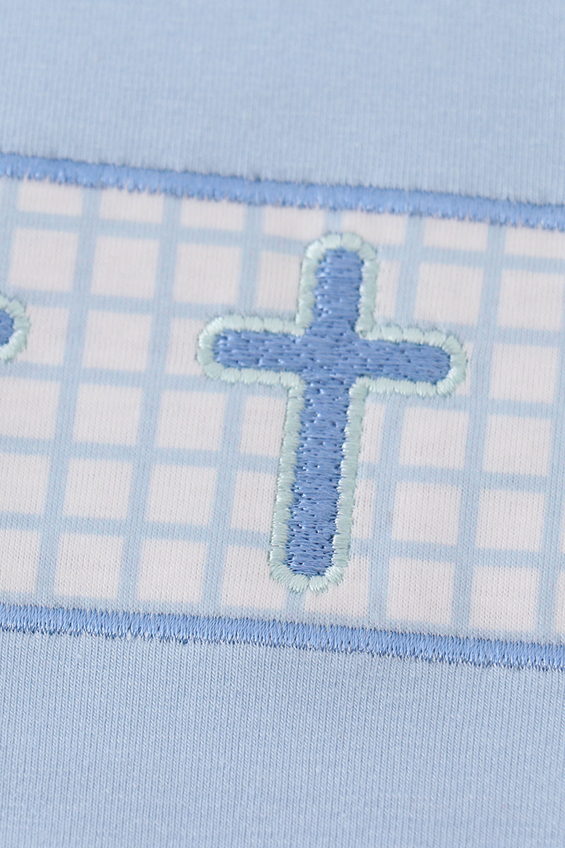 Cross Embroidery Boy Short Set