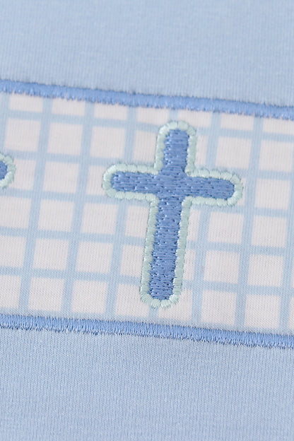 Cross Embroidery Boy Short Set