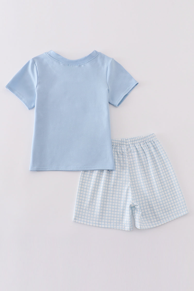 Cross Embroidery Boy Short Set
