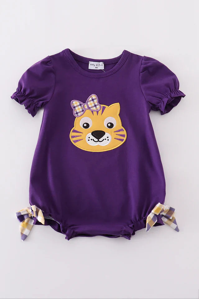 LSU Bow Tiger Applique Bubble