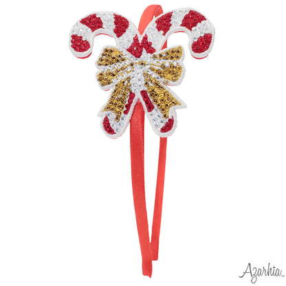 Candy Cane Rhinestone Patch Headband