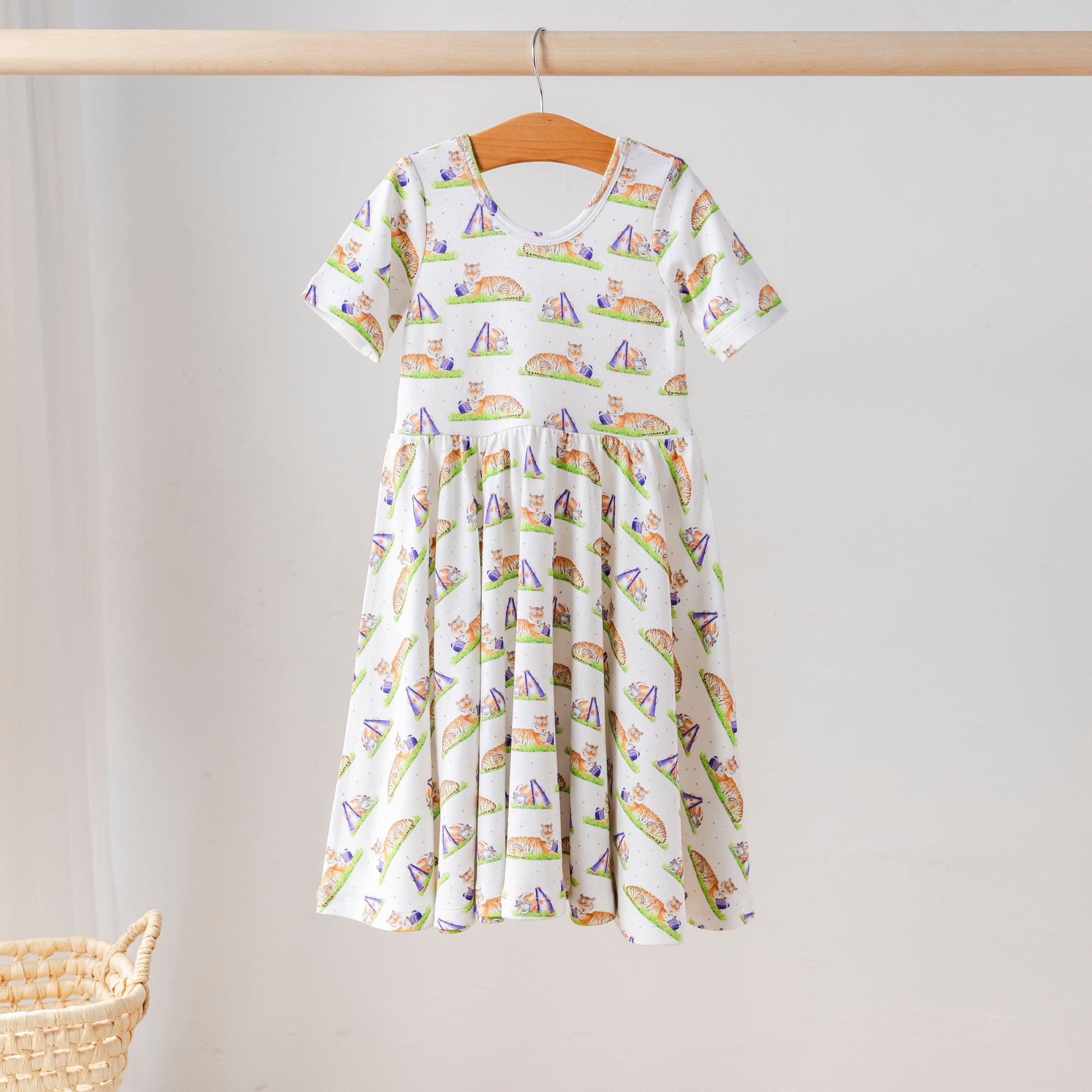 Mascot Mania in Auburn Organic Cotton Dress for Kids-Rogue Magnolia Custom Designs