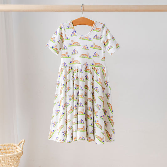 Mascot Mania in Auburn Organic Cotton Dress for Kids-Rogue Magnolia Custom Designs
