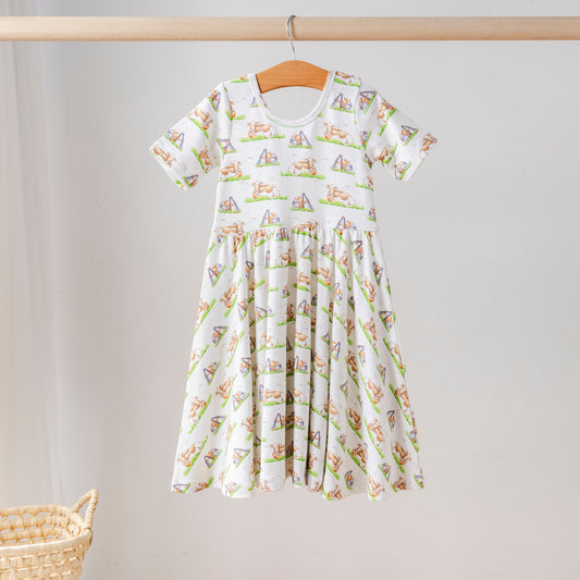 Mascot Mania in Texas Organic Cotton Dress for Kids-Rogue Magnolia Custom Designs