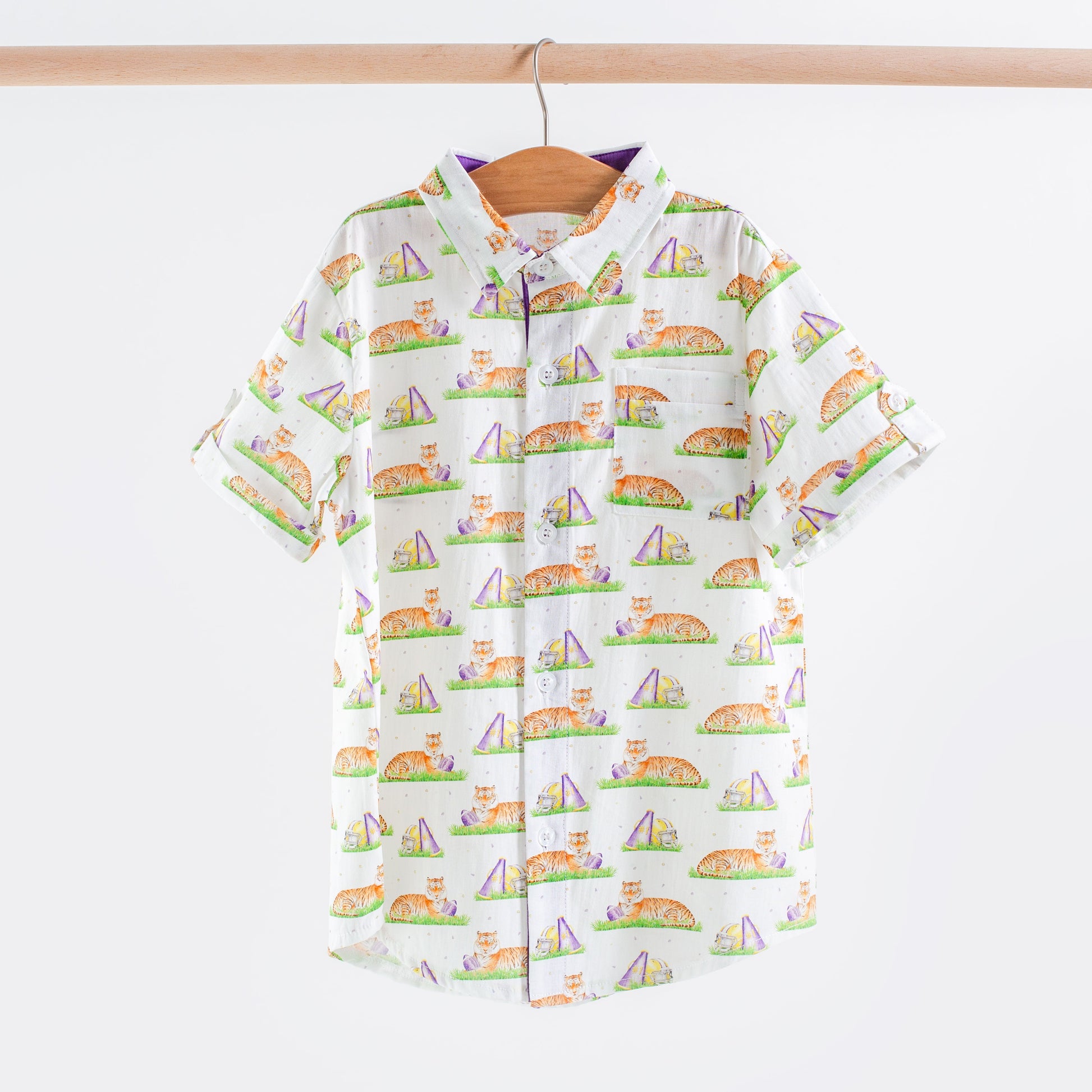 Mascot Mania in Louisiana Short Sleeve Collared Shirt-Rogue Magnolia Custom Designs