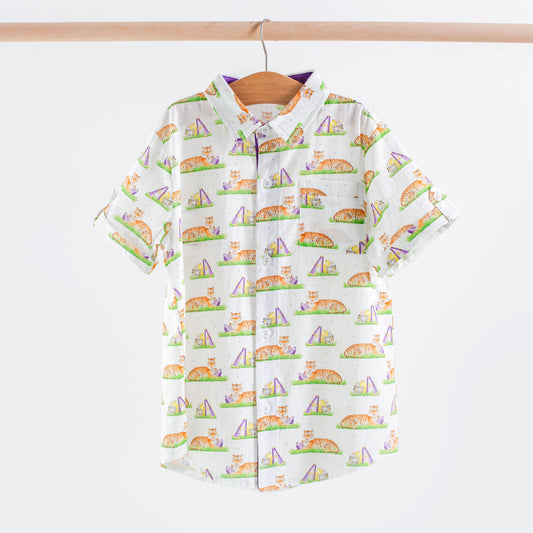 Mascot Mania in Louisiana Short Sleeve Collared Shirt-Rogue Magnolia Custom Designs