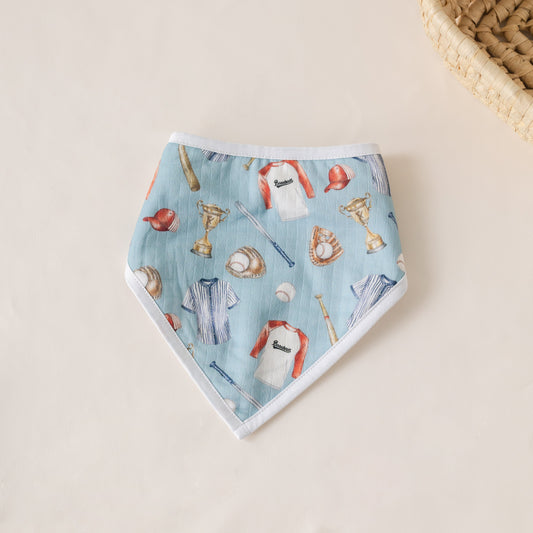 Let's Play Ball Organic Muslin Bib-Rogue Magnolia Custom Designs
